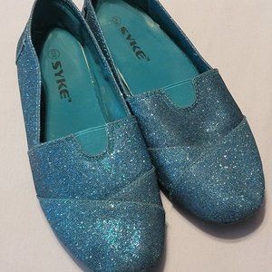 Syko Blue Glitter Flats sz 9